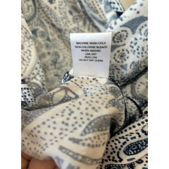 NWT BeBop Sleeveless Short Romper Blue/White Paisley Boho Tassles Juniors Large - Picture 7 of 8